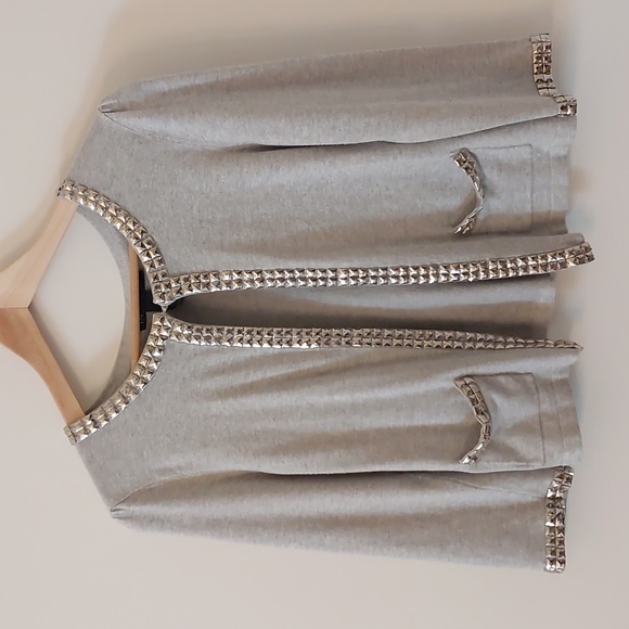 Inc International Concepts Beaded Jeweled Silver/Gray Sweater/Blouse - Picture 1 of 9